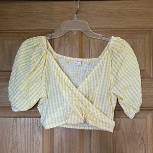 cropped yellow plaid top
